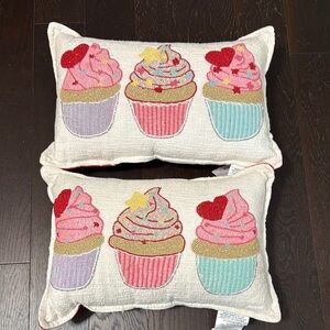 Cupcake Embroidered Throw Pillows